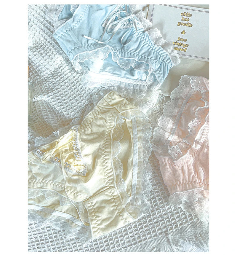 Lingerie woman sexy panties cotton fabric ropa interior femenina lace sweet underwear women cute ribbon plus size ropa interior