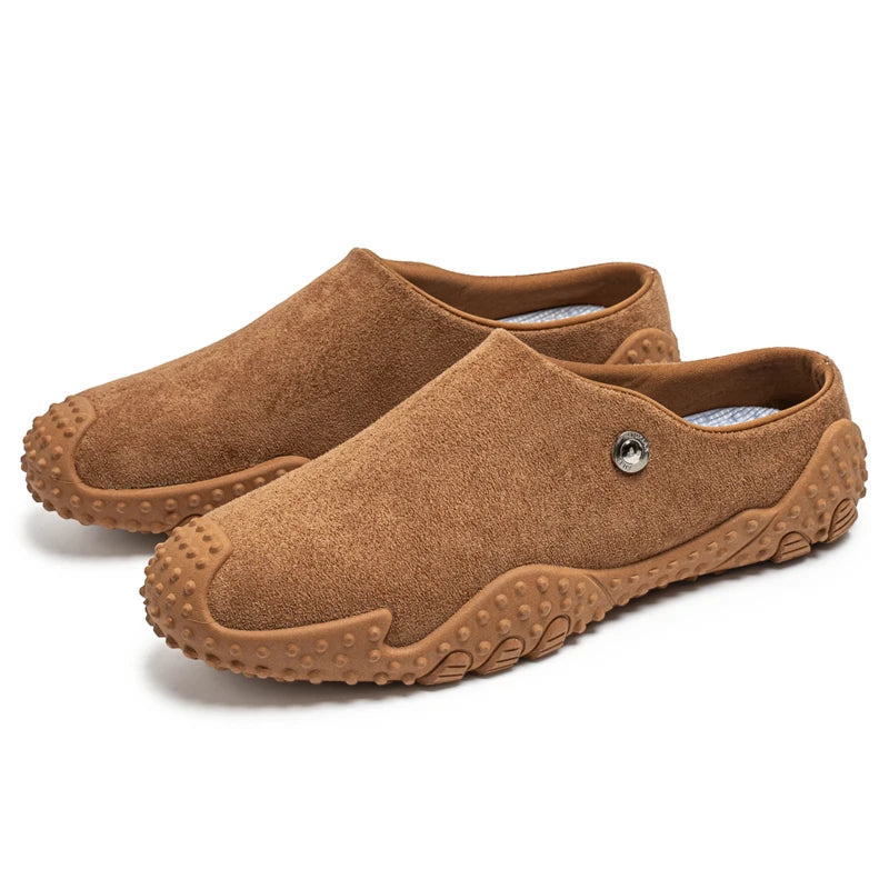 Fashion Slippers for Men Closed-toe Suede Slip Ons Shoes 2026 New Design Mens Casual Flats Loafers Comfortable Walking Shoes