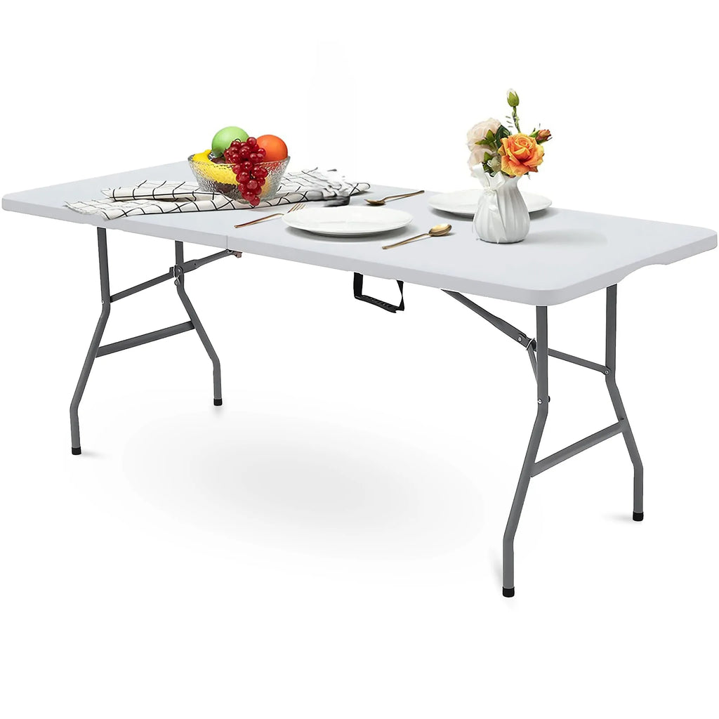 Portable foldable 4/6-foot garden dining table, heavy-duty folding table for dining, indoor and outdoor multifunctional picnic