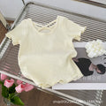 Summer Girls T-Shirt Kids Short Sleeved Thin Soft Tops Simple Solid Color Casual Children Clothing 2-6 Years Sweet Shirtthing