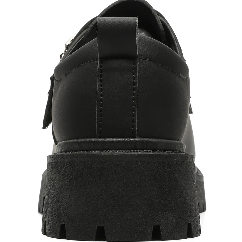 Men's Leather Shoes:Chunky-Soled Zipper Derby Shoes-Style Wide-Toe Casual Loafers#Business British Formal Luxury Black Driving46