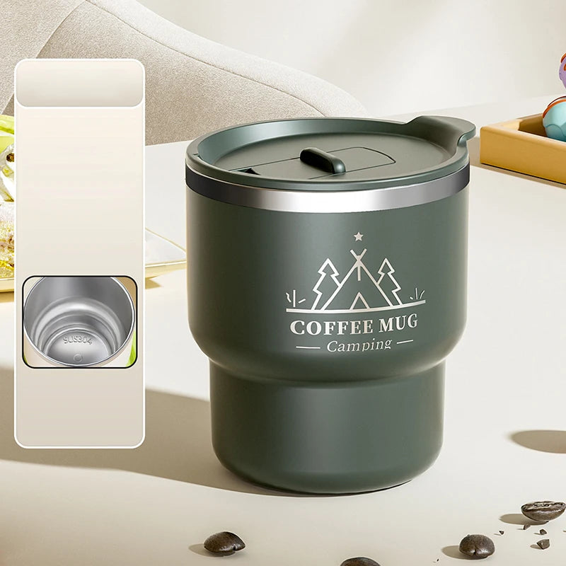 400ML Thermal Cup 304 Stainless Steel Double Layer Insulated Water Cup Office Milk Coffee Mug Student Portable Sealed Tumbler