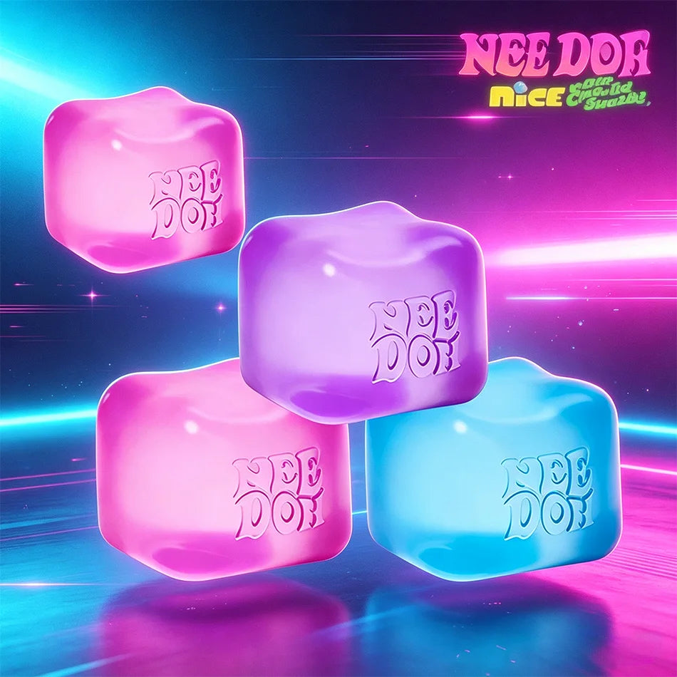 Needoh Nice Cube Sensory Stress Reliever Fidget Tool for Anxiety &Focus Desk Sensory Cube for Adults & Anti-Anxiety Squeeze Kids