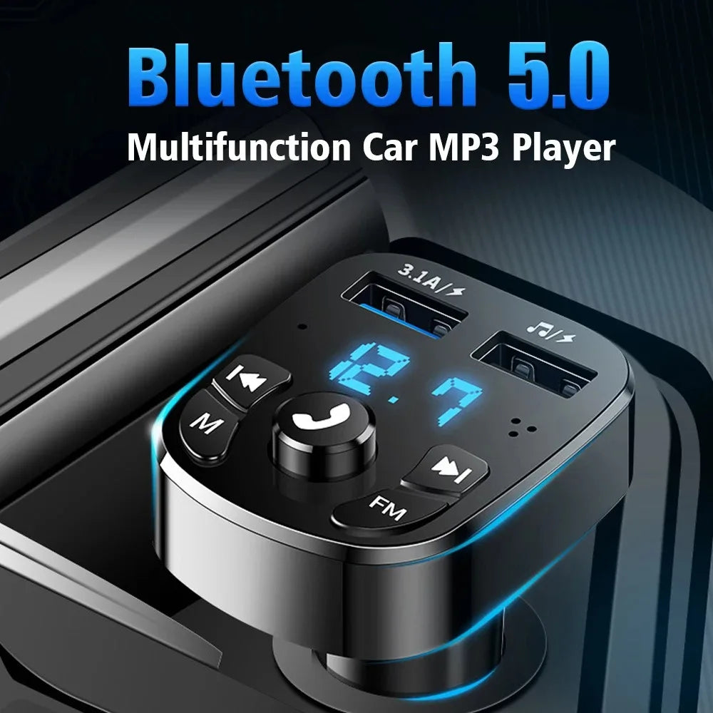 Bluetooth 5.0 Car Bluetooth Audio MP3 Player 3.1A Fast Charging Dual USB Car Charger Adapters Bluetooth FM Transmitter Receiver