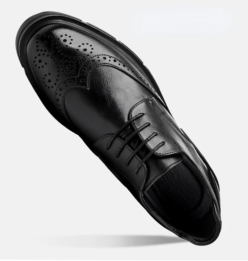 5 8 10cm Heel Leather Shoes for Men Spring Autumn Designer Fashion Casual Platform Shoes Man Increase Black Wedding Shoes Man