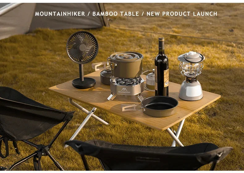 MOUNTAINHIKER Outdoor Camping Bamboo 2/3 Folding Table Portable Fast Storage Folding Desk Outdoor Dining Table Picnic BBQ Table