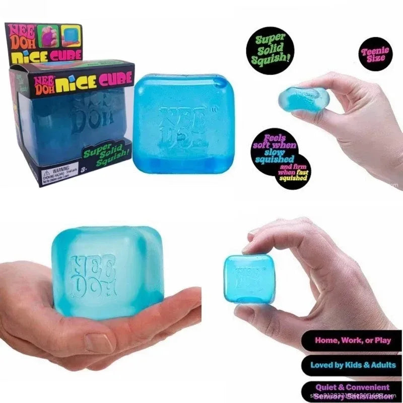 In Stock NeeDoh Nice Cube Soft Squishy Sensory Fidget Toy Stress Anxiety Relief for Adults Kids Cube Gift