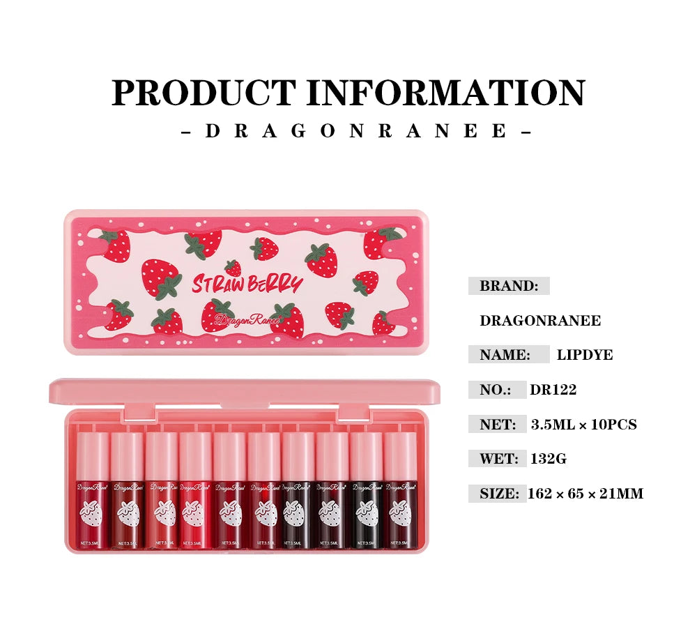 10 Pack Lipstick Water Stain Lip Lotion Lipstick Lasting Color Film Lipstick Water Light Stain Lipstick Water Non fading Lipstic