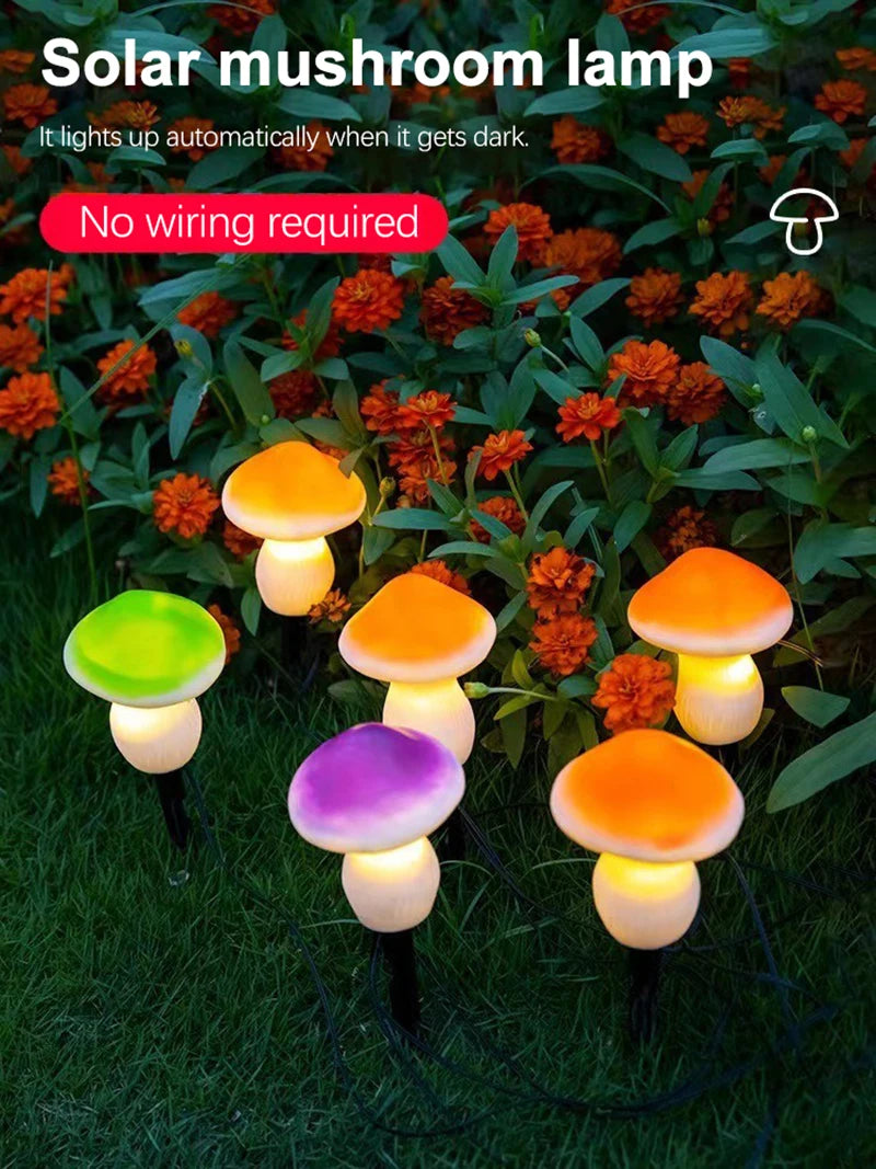 Solar Lights String Mushroom Lawn Fairy Lights LED Solar Lamps Outdoor For Garden Patio Terrace Path Landscape Decoration Lamps
