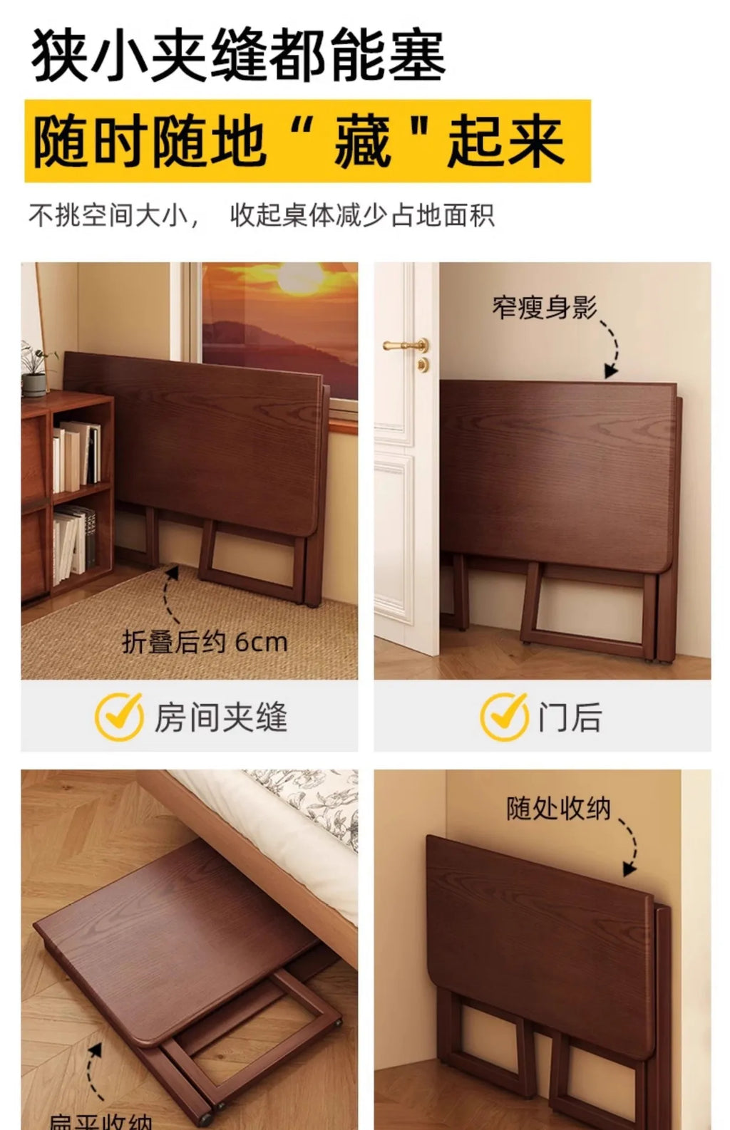 Small apartment folding desk integrated against the wall rectangular table rental room folding computer desk