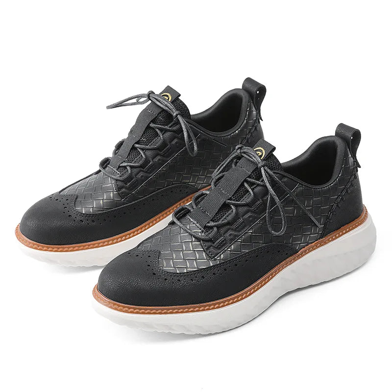 New Shoes for Men Leather Casual Shoes Fashion Breathable Brogues Sport Shoes Street Cool Chunky Sneakers