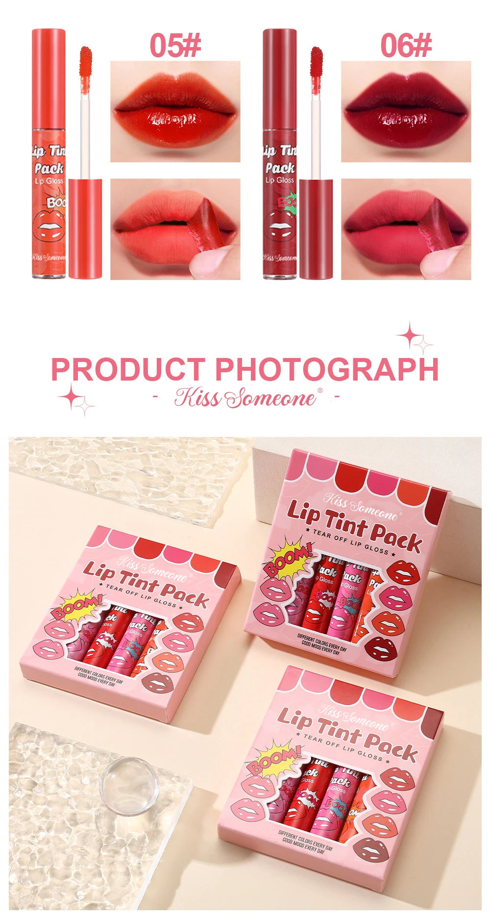 6pcs/1set Lip Stain, Peel Off Lip Stain Set, Long-Lasting, Moisturizing, Non-Drying,Smudge-Proof