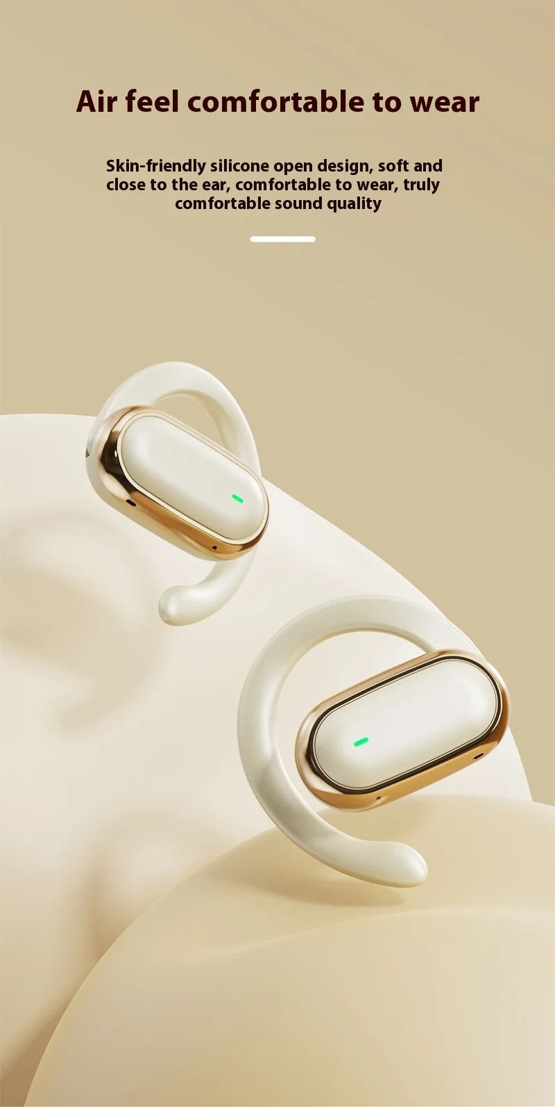 Wireless Bluetooth Earphones, Ear-hook Earbuds Power Display Earphone for iPhone HD Sound Headphones Sports Music Headsets