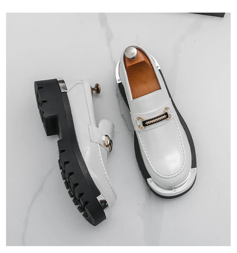 Men's thick soled shoes Luxury fashion designer styles Work Trend Nightclub casual party shoes Height increasing leather shoes