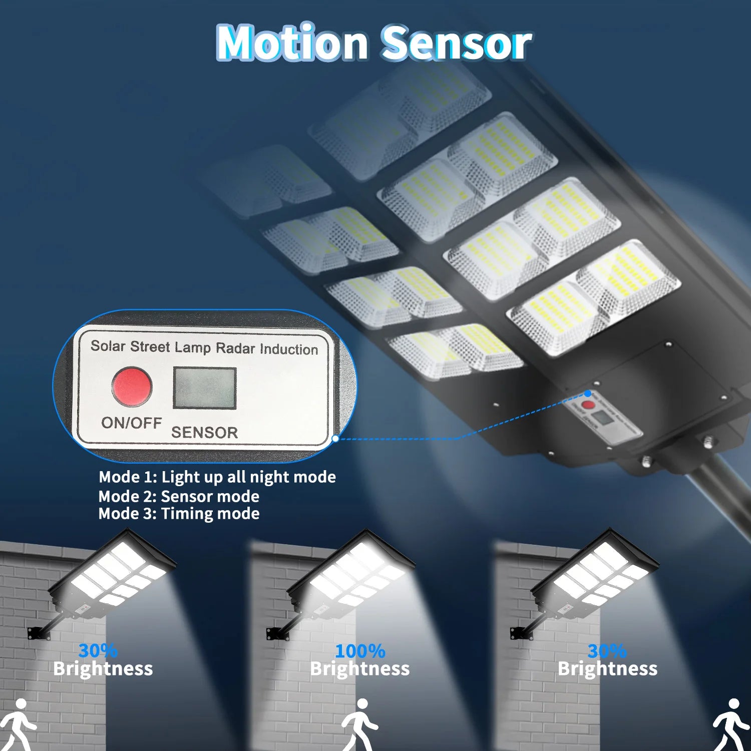Super Bright Solar Lights for Outside, Dusk to Dawn LED Solar Street Light Motion Sensor , Solar Security Flood Lights Outdoor