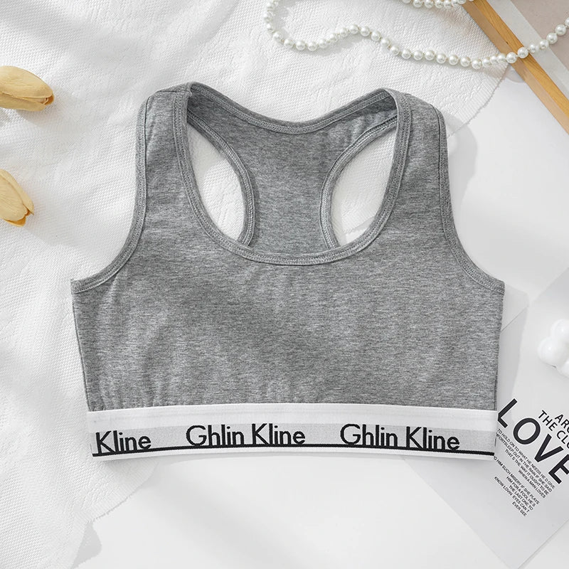 2PCS Underwear With Bra Set For Female Cotton Sports Girl Tank Top And  Kit  S-XL