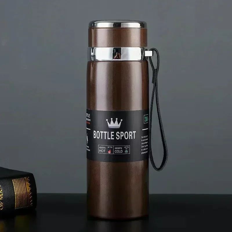 Thermos Bottle 1L Thermal Water Bottle Stainless Steel Insulated Cup Gradient Color Lid Strap Travel Outdoor Sports Wholesale