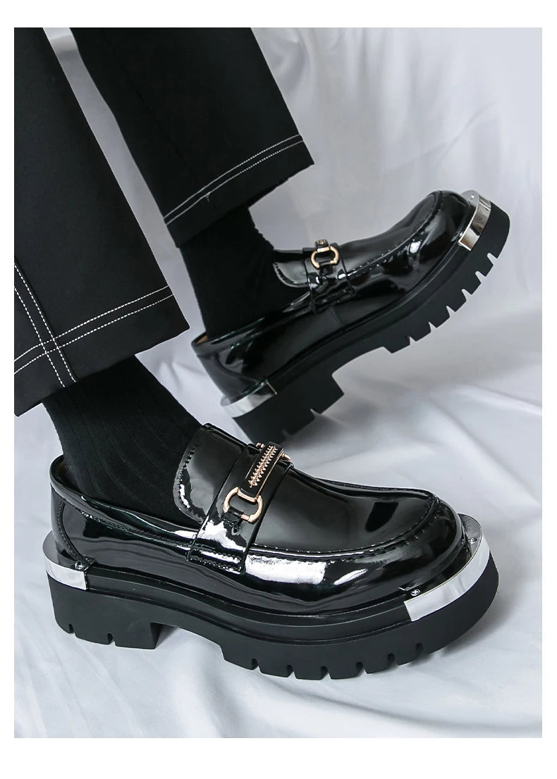 Men's thick soled shoes Luxury fashion designer styles Work Trend Nightclub casual party shoes Height increasing leather shoes