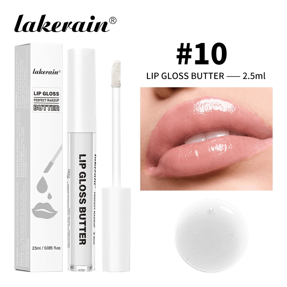 Lakerain Lip Gloss Butter  Long Lasting Non-stick  Beauty Waterproof Lip Stain Makeup Plumping Hydrating Lip Gloss Cosmetics