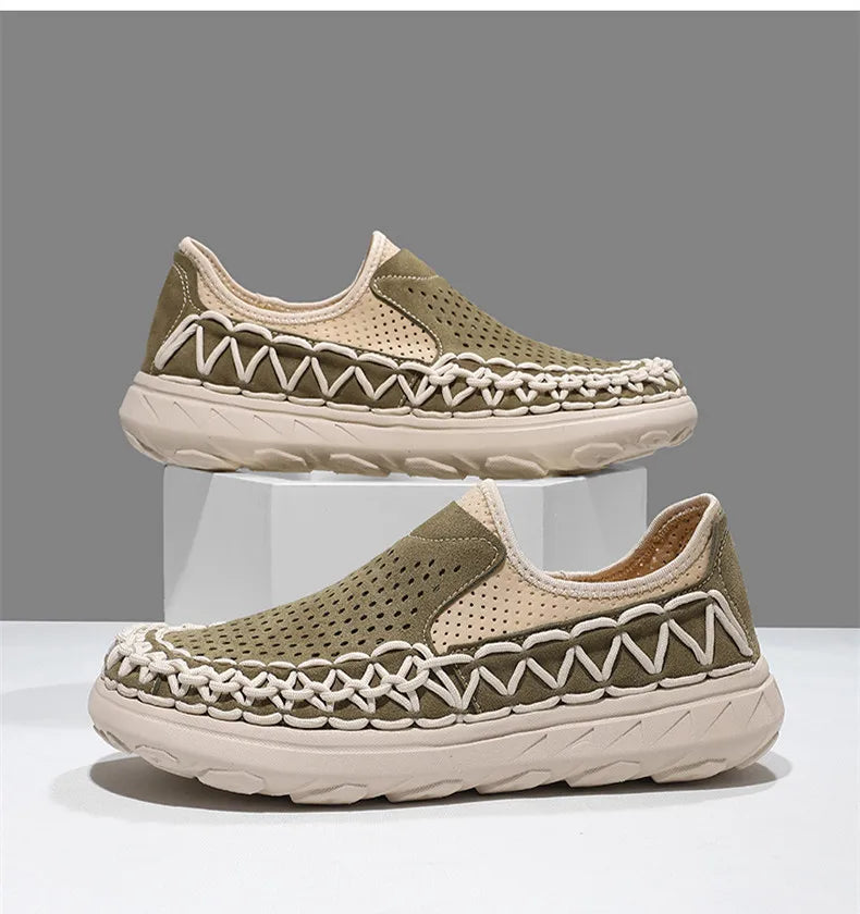 Summer Hand-woven Men's Shoes Fashion Men Casual Shoes Brand Designer Men Sneakers High Quality Outdoor Flats Driving Shoes