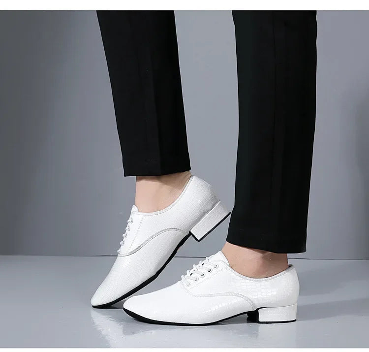 Male Big Size White Dance Shoes Men Soft Leather Latin Shoes Man Jazz Waltz Ballroom Dancing Yoga Train Sneakers Stage Footwear