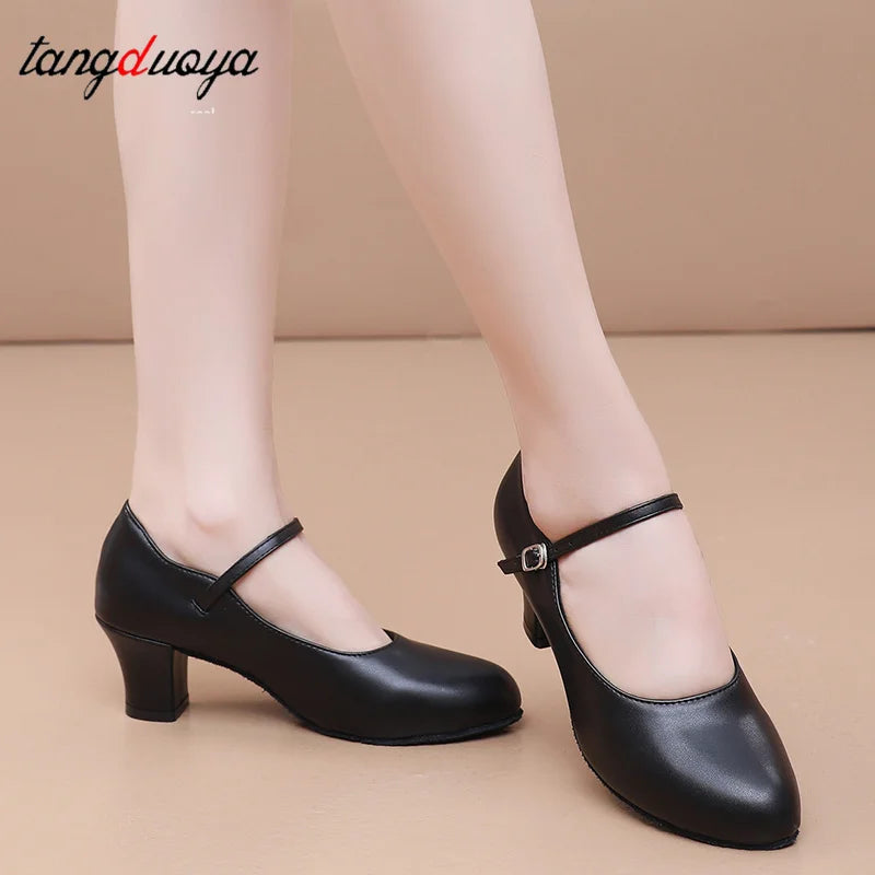New women's dance shoes Latin party Social Dancing tango jazz elegant dance shoes closed toe black modern dance shoes 35-45