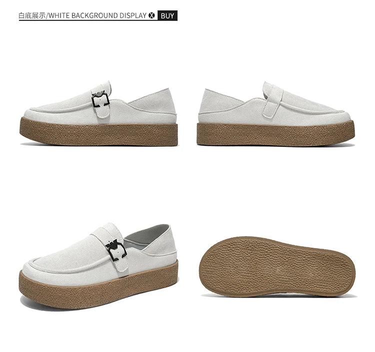 New autumn and winter men's shoes high-quality suede casual shoes British style thick soled board shoes fashionable slippers