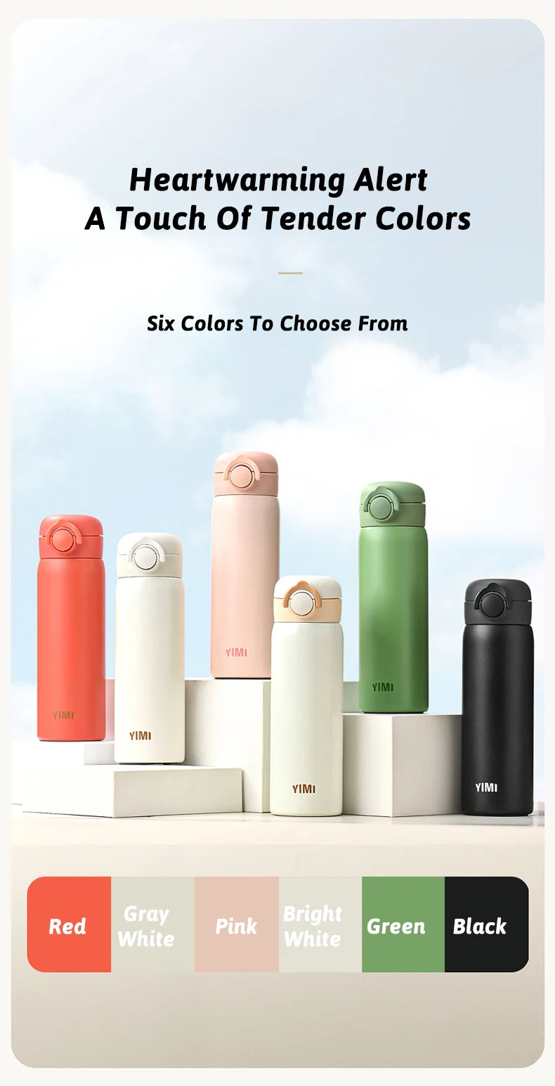 500ml Thermos Large Capacity Stainless Steel Thermal Water Bottle Portable Vacuum Cup with Handle Double-layer Travel Tumbler