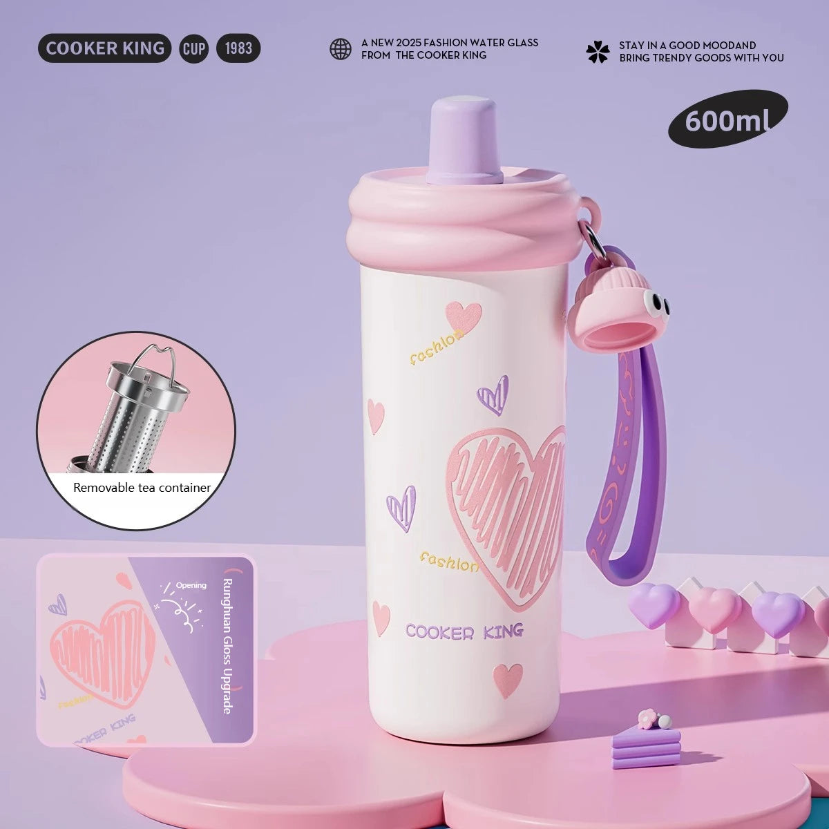COOKER KinG Thermos Water Bottles Stainless Steel Thermal Straw Cup Tumbler Keep Cold and Hot Travel Mug Home Office Drinkware