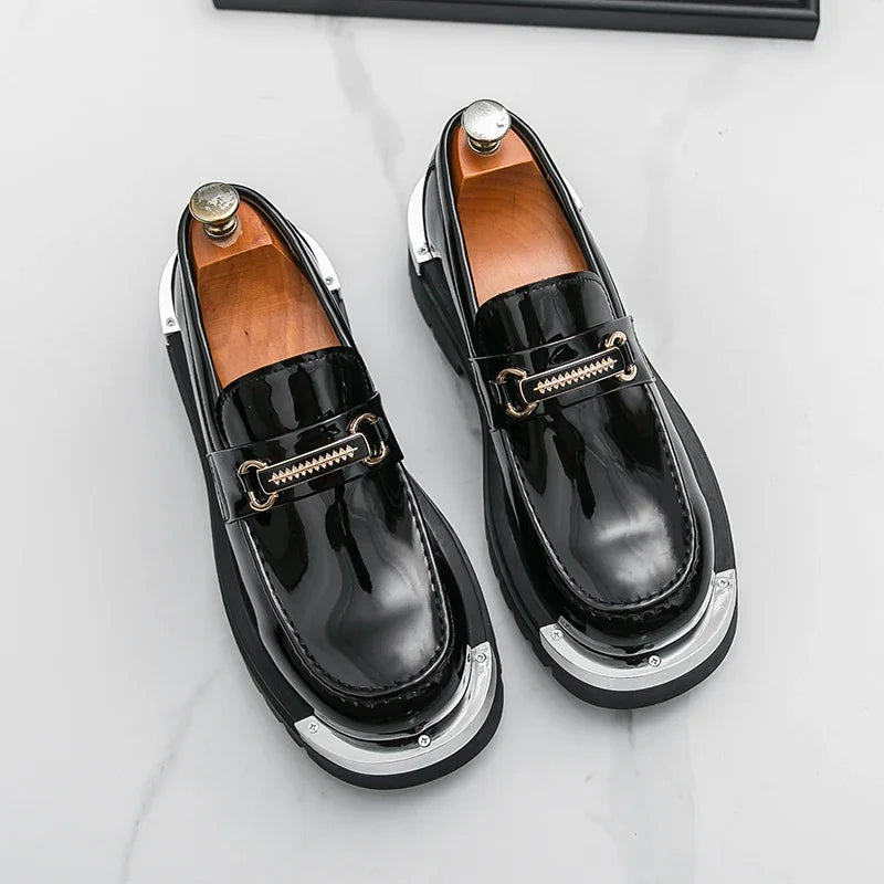 Men's thick soled shoes Luxury fashion designer styles Work Trend Nightclub casual party shoes Height increasing leather shoes