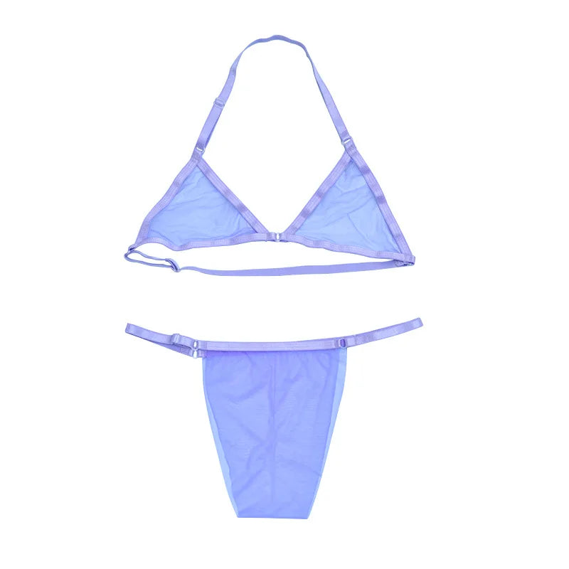 Sexy Women Bra Set Ultra-Thin Invisible Transparent Women's Lingerie Bra Panties Set Adjustable