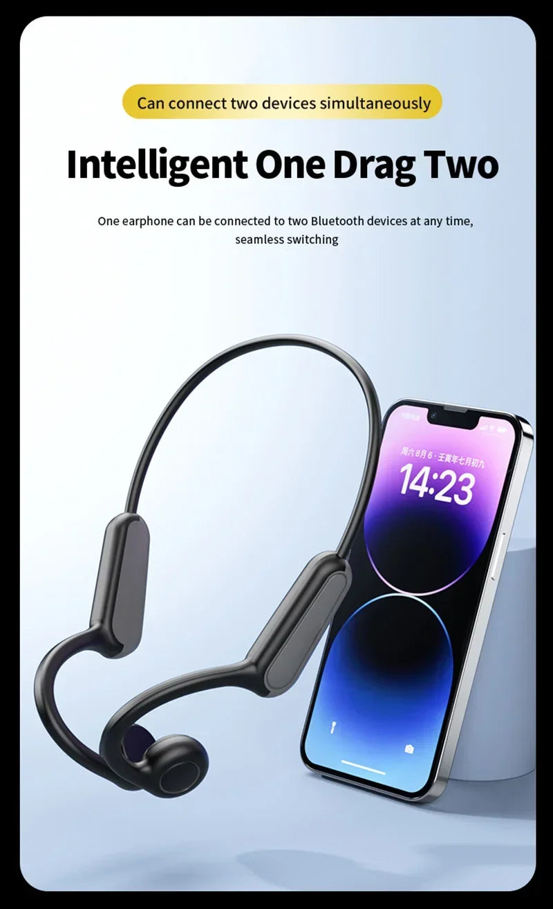 Bluetooth 5.3 Bone Conduction Earphones Sports Wireless Headphones Ear Hook Waterproof Headset For Driving Running New Design