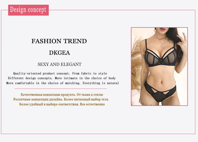 Bandage Push Up Bra Panties Sets Thick Padded Brassiere Fashion Black Deep V Sexy Underwear Set Women Plus Size D Cup Lingerie