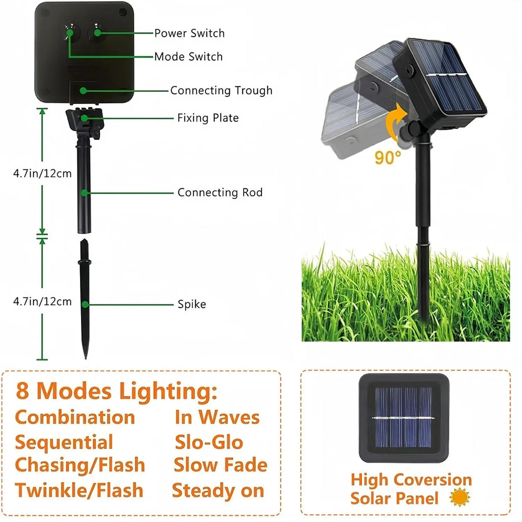300LED Solar Christmas Lights Outdoor Waterproof 8 Modes Solar String Lights for Garden Xmas Decorations Starry Fairy Lights