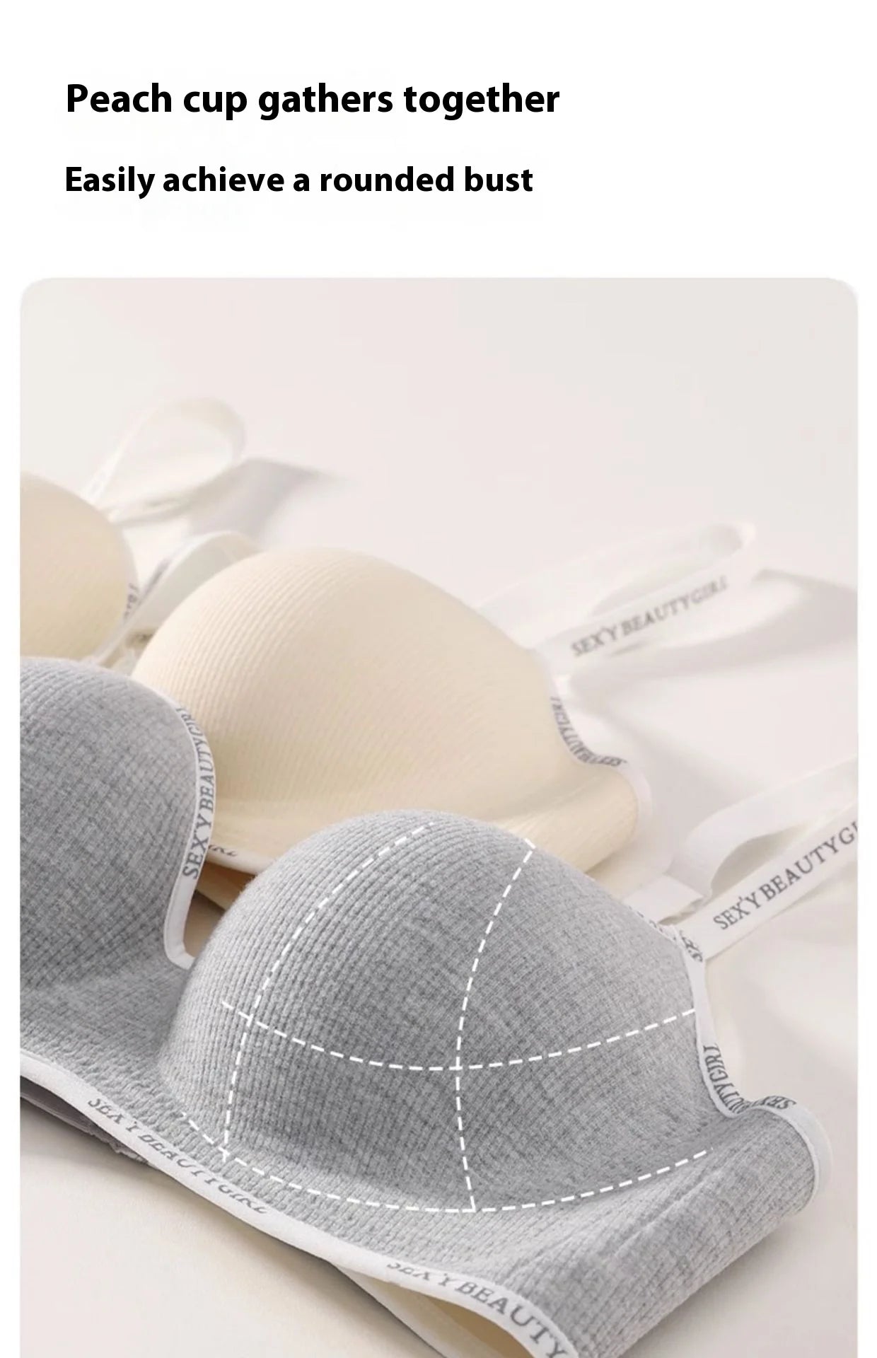 Lingerie Women Gathered Spring and Summer Non-marking Non-steel Ring Soft Support Anti-Sagging Bylift Letters Comfortable Bra