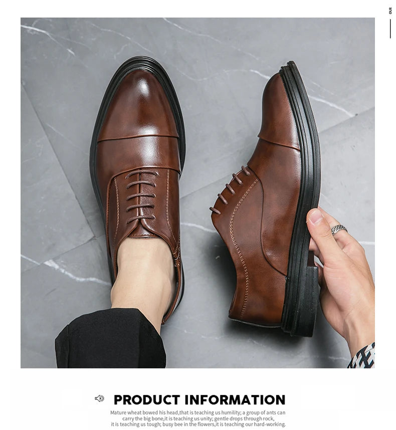 Man Casual Business Shoes Men Patchwork Leather Oxfords Fashion Dress Flats Leisure Office Men's Formal Wedding Shoes