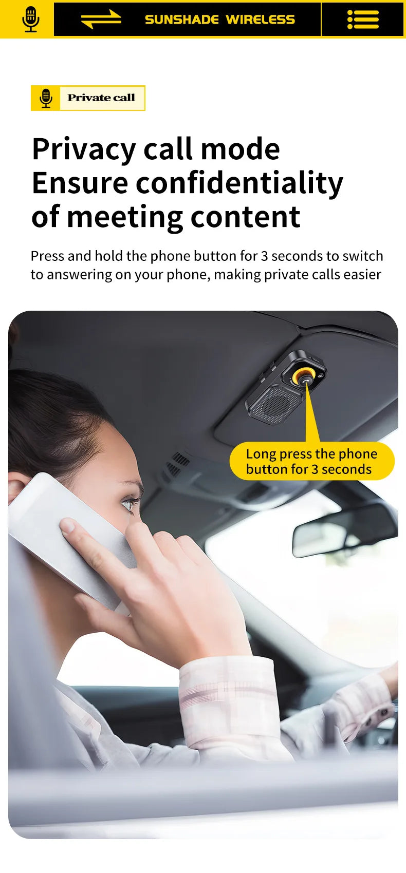 Bluetooth 5.4 Speaker Handsfree Car Kit Sun Visor Clip Wireless Audio Receiver Speakerphone Loud Music Player with Ambient Light