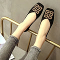 Shoes Women's Flat 2022 Autumn Fashion Square Toe  All-match Scoop Shoes Large Size Women's Shoes 41-43 Loafers  Zapatos Mujer
