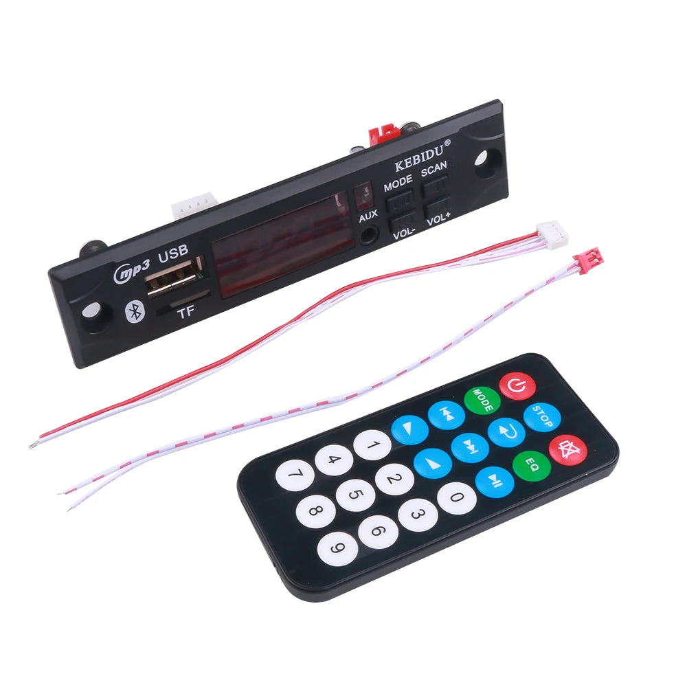 Bluetooth 5.0 MP3 WAV WMA Decoder Board Wireless MP3 Player Color Screen with FM Radio Module Remote Control for Car     Speaker