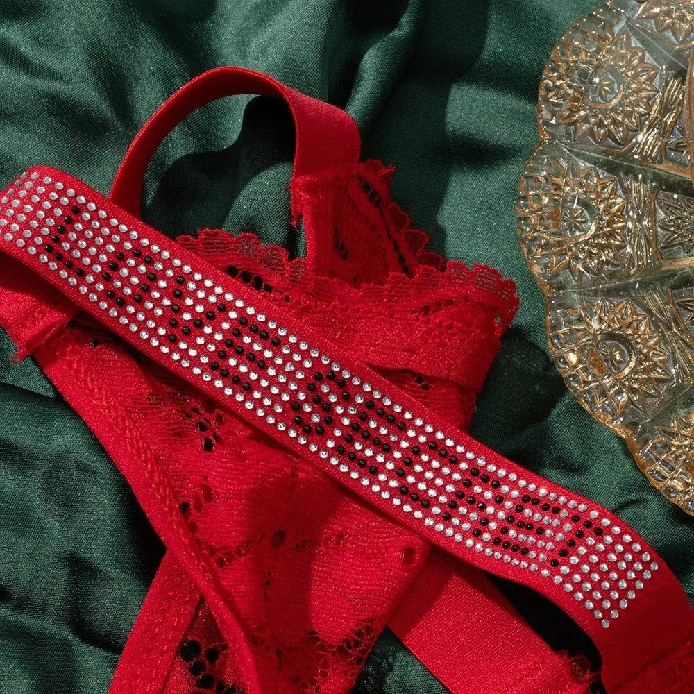 Lingerie Crystal Lace Flower Panties Low-waist Cotton Crotch Seamless Thong Underpants Embroidery Bikini Underwear Women Gifts