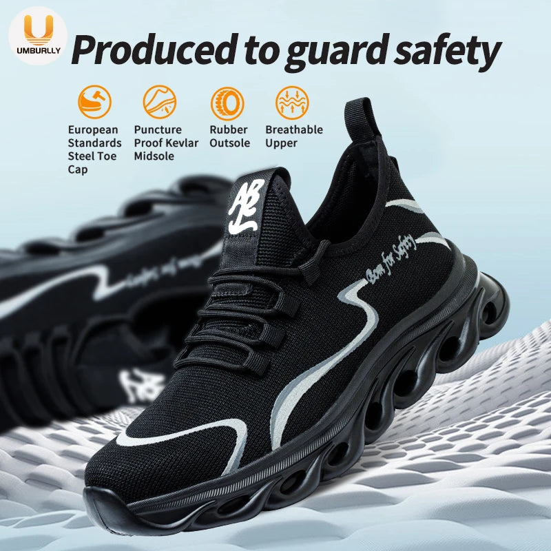 Steel Toe Work Shoes Men Lightweight Safety Boots Non Slip Breathable Protective Boots for Warehouse Light Industrial Shoes