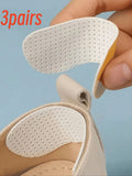 3 Pairs of White Non-Slip, Wear-Resistant Soft Heel Pads, Soft and Comfortable, with Breathable Holes, Absorb Sweat and Do Not Irritate the Feet, Suitable for Women's High Heels and Men's Sports Shoes