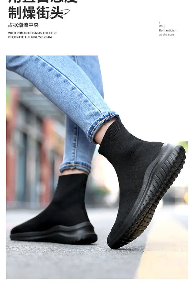 Men's and women's new high-top casual sports shoes walking flat ankle boots lovers non-slip shoes autumn and winter