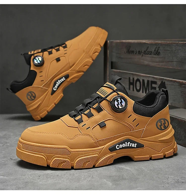 New Men's Shoes Low-top Rotating Buckle Sports Casual Trendy Outdoor Waterproof Work Shoes EVA Sole Rubber Zapatillas Hombre