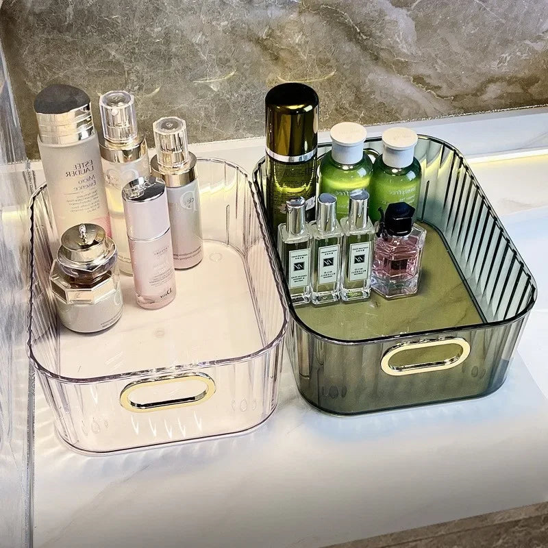 Cosmetics Box Desktop Storage Drawer Stackable Storage Box with Handle Makeup Organizers Basket Poatable Sundries Acrylic Rack