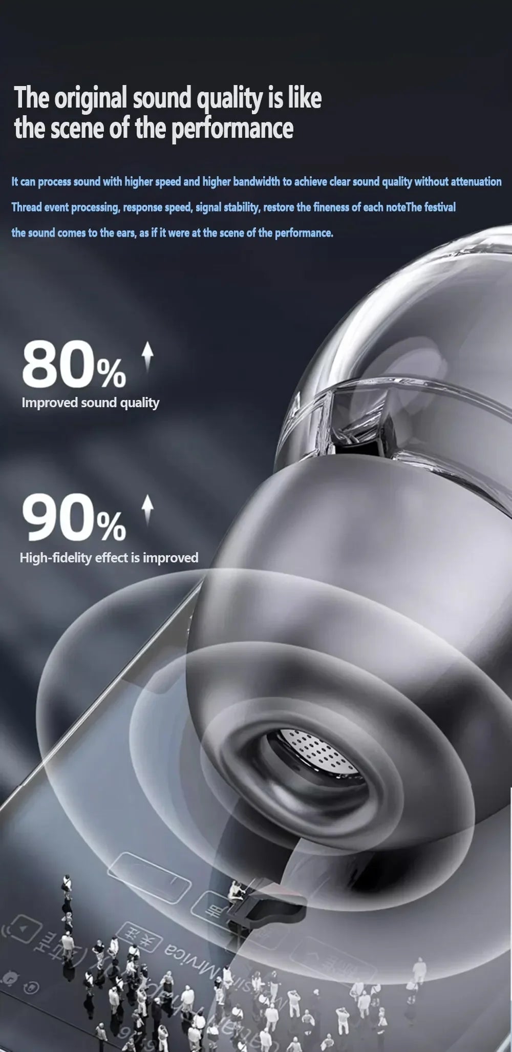 Wireless Bluetooth Earphones Noise Reduction Bluetooth Headphone  Headset Transparent Shell Waterproof Gaming Earphones