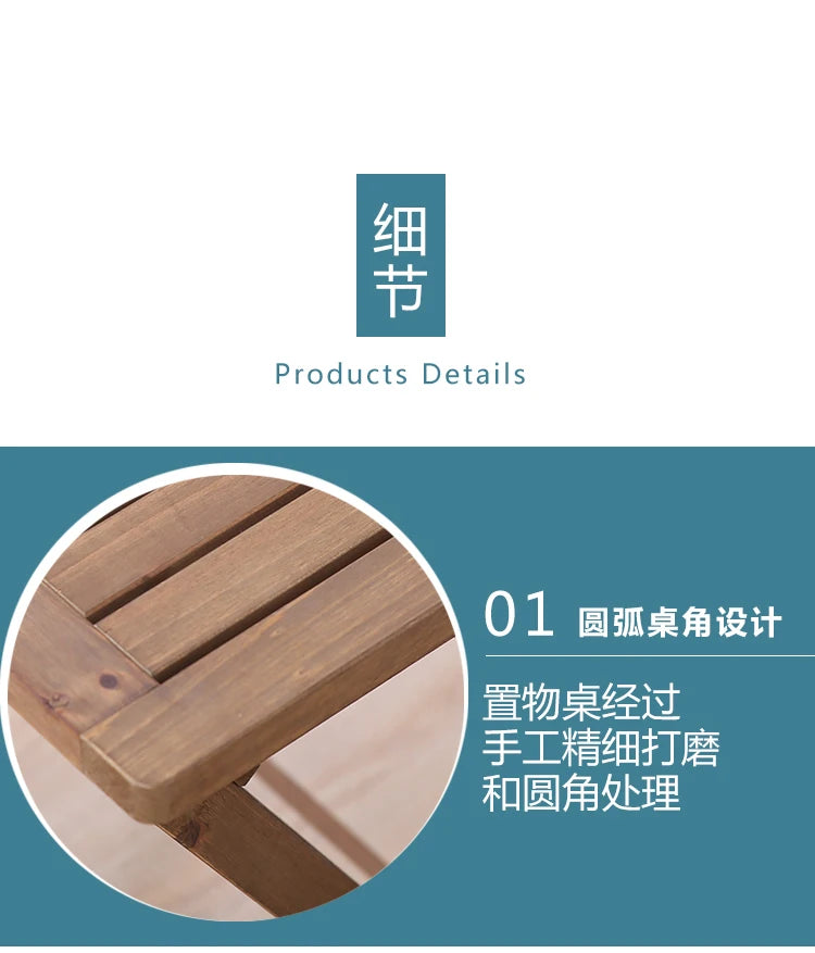 Solid Wood Folding Tea Table Minimalist Design for Home Or Outdoor Use with Smooth Rounded Corners And Premium Hardware