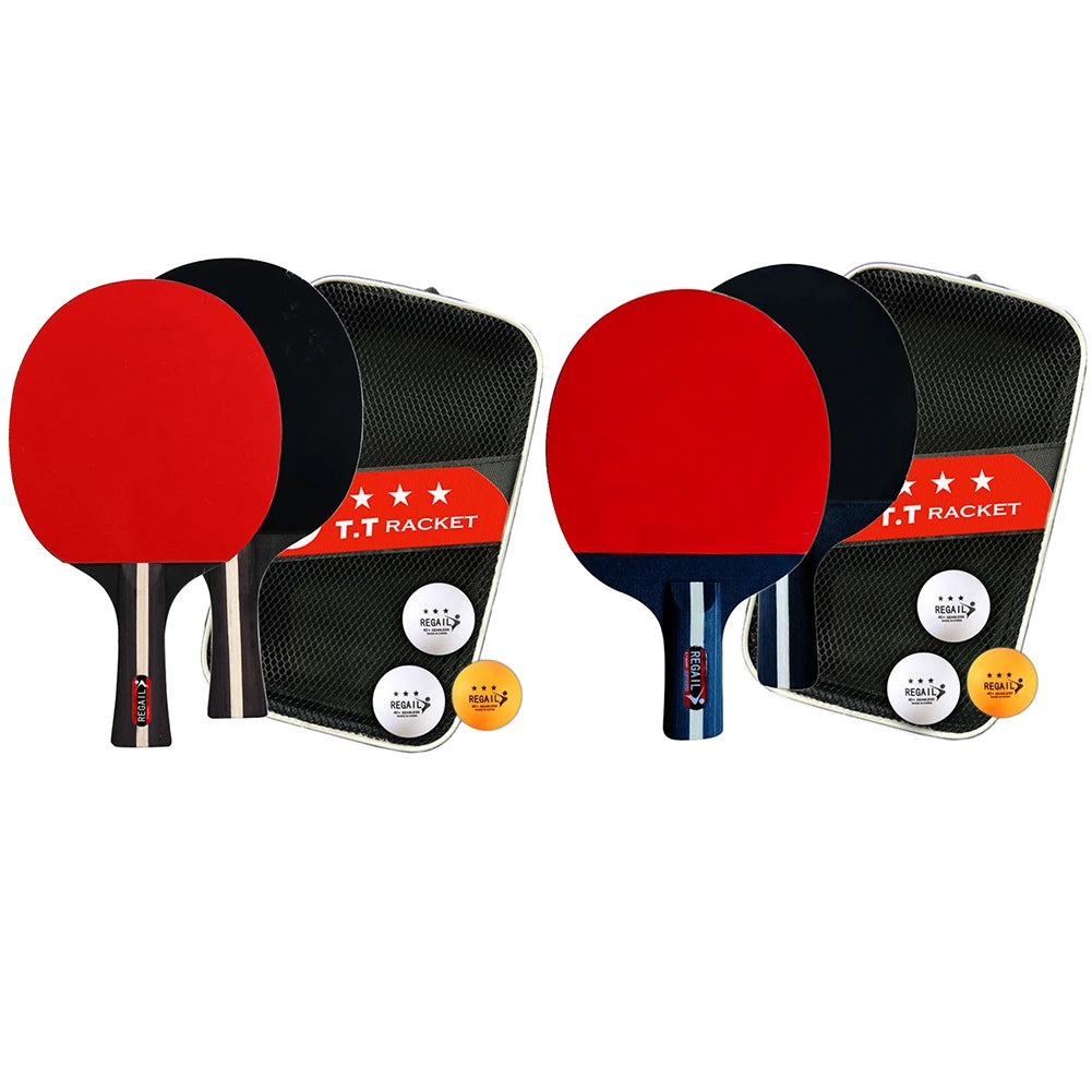 Table Tennis Racket 2 Rackets & 3 Balls Ping Pong Paddles Set Professional 2 Player Ping Pong Set with Bag for Tournament Play