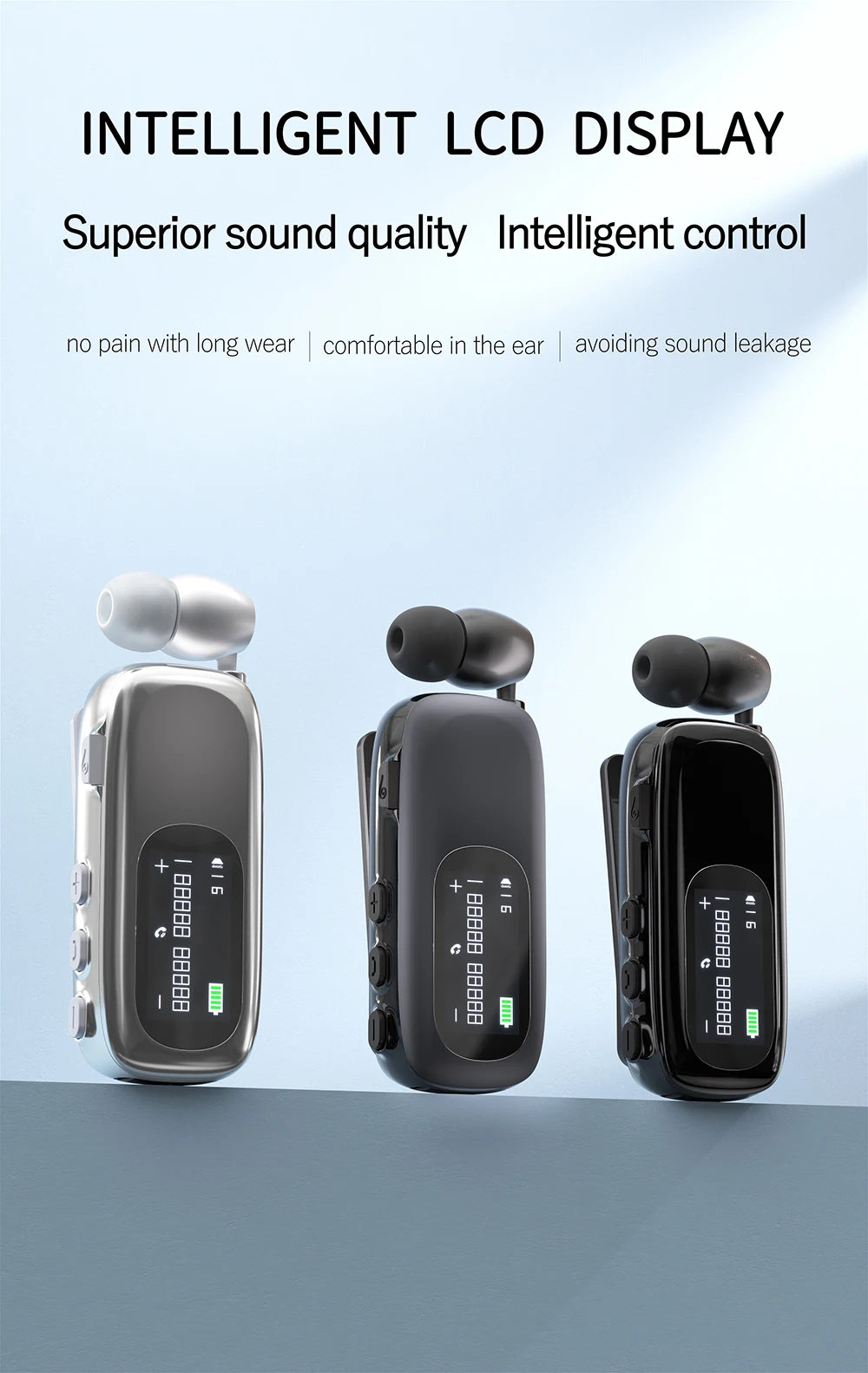 Bluetooth Wireless Headphones Against Loud Noise Lavalier Business BT 5.4 Earphone Lotus Ears with wire Talk/Music 20H With LCD