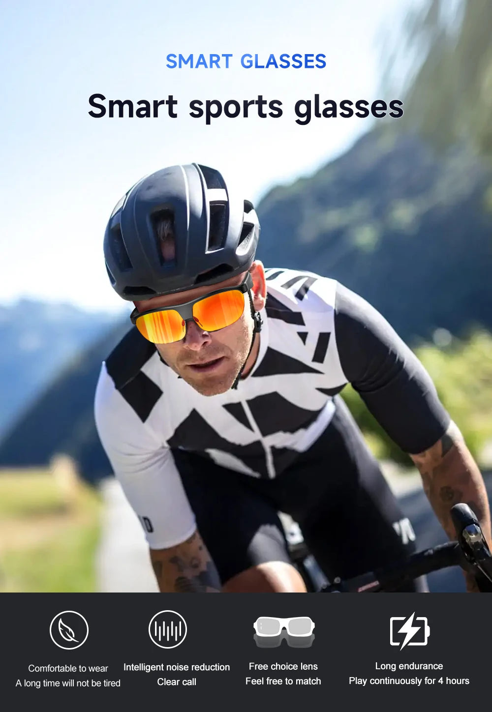 Fashion Bluetooth Smart Glasses Men Women Intelligent Noise ReductionBOSS Sound Chamber Speaker Clear Call UV Protection Lens